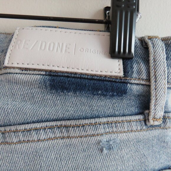 RE/DONE High Rise Stove Pipe Straight Leg Jeans Lived in Light Wash - Size 27 - Picture 12 of 14